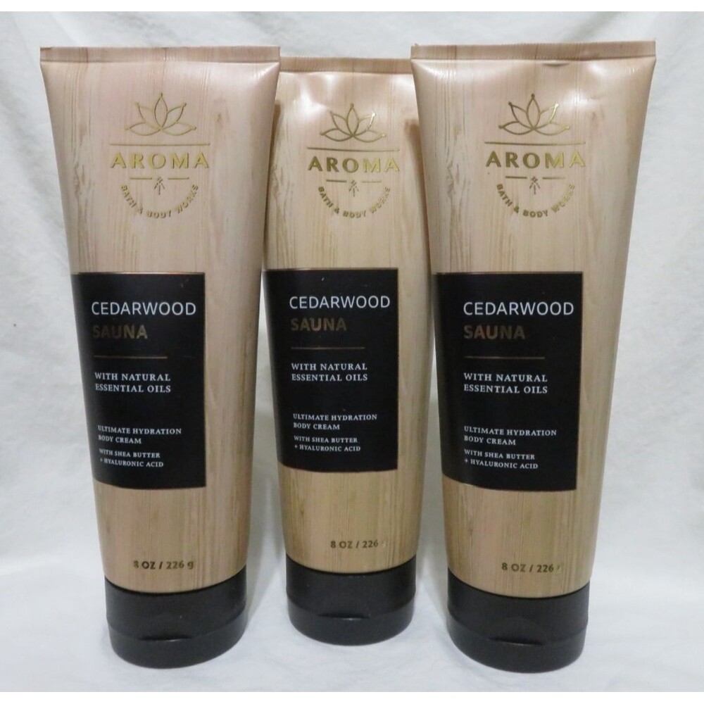 CEDARWOOD SAUNA Bath & Body Works Aroma Body Cream 8 oz x 3